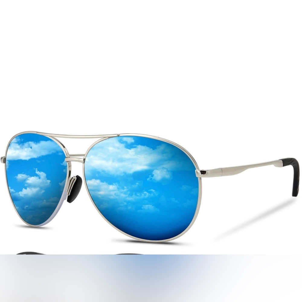 Viysioo blue polarized trendy square mirror UV400 protection sunglasses